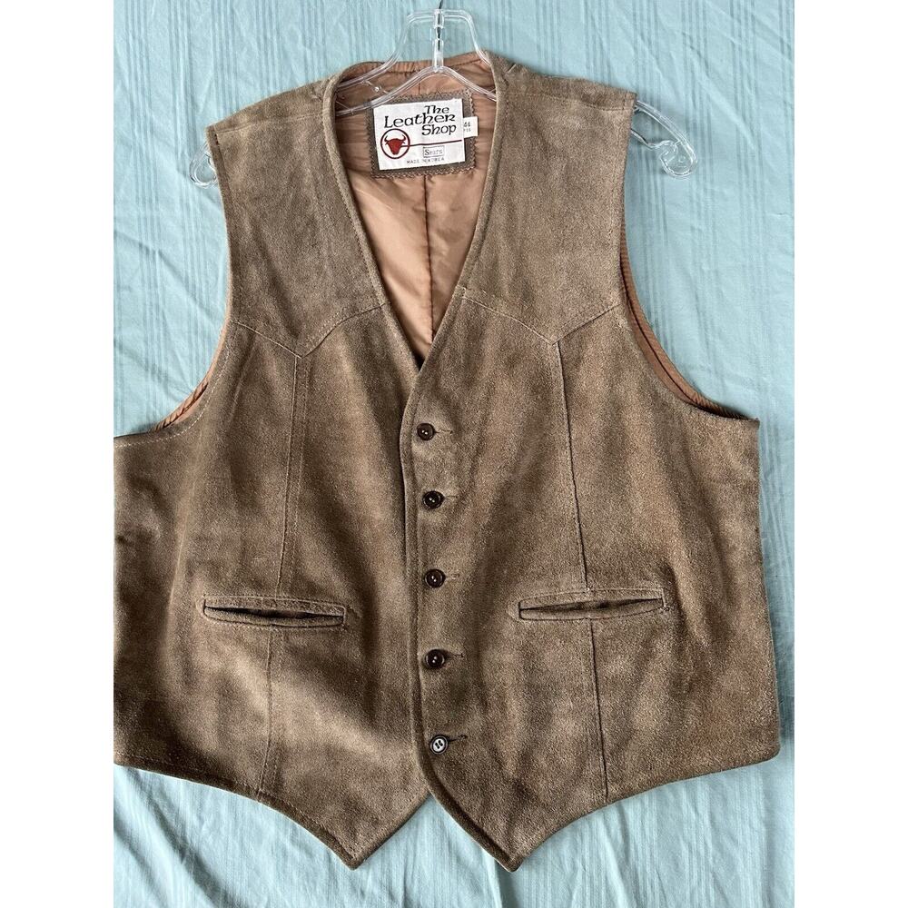 The Leather Shop Sears Tan Western Vest Vintage Size Reg 44 Men’s Sm Flaw